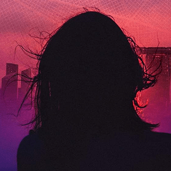 a silhouette of a person with long hair